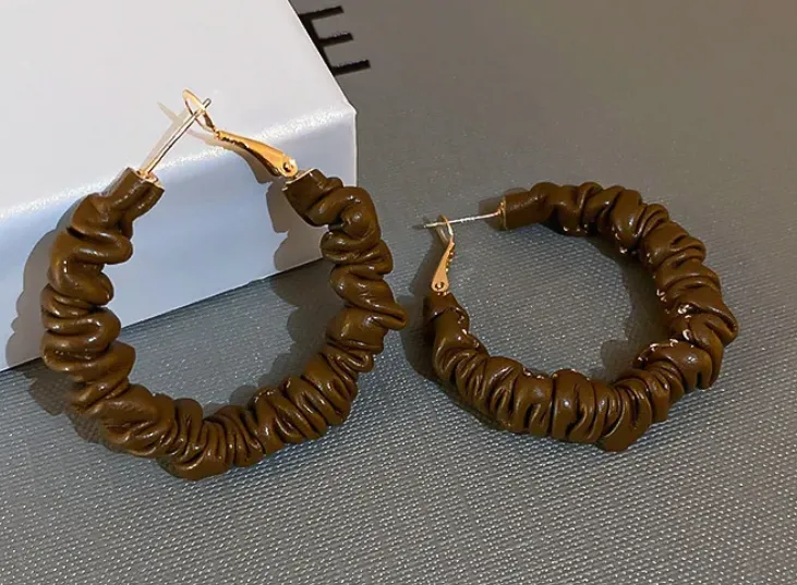 Scrunchie Leather Hoops