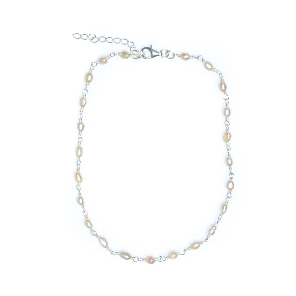 Seaside Bliss Pearl Anklet Silver