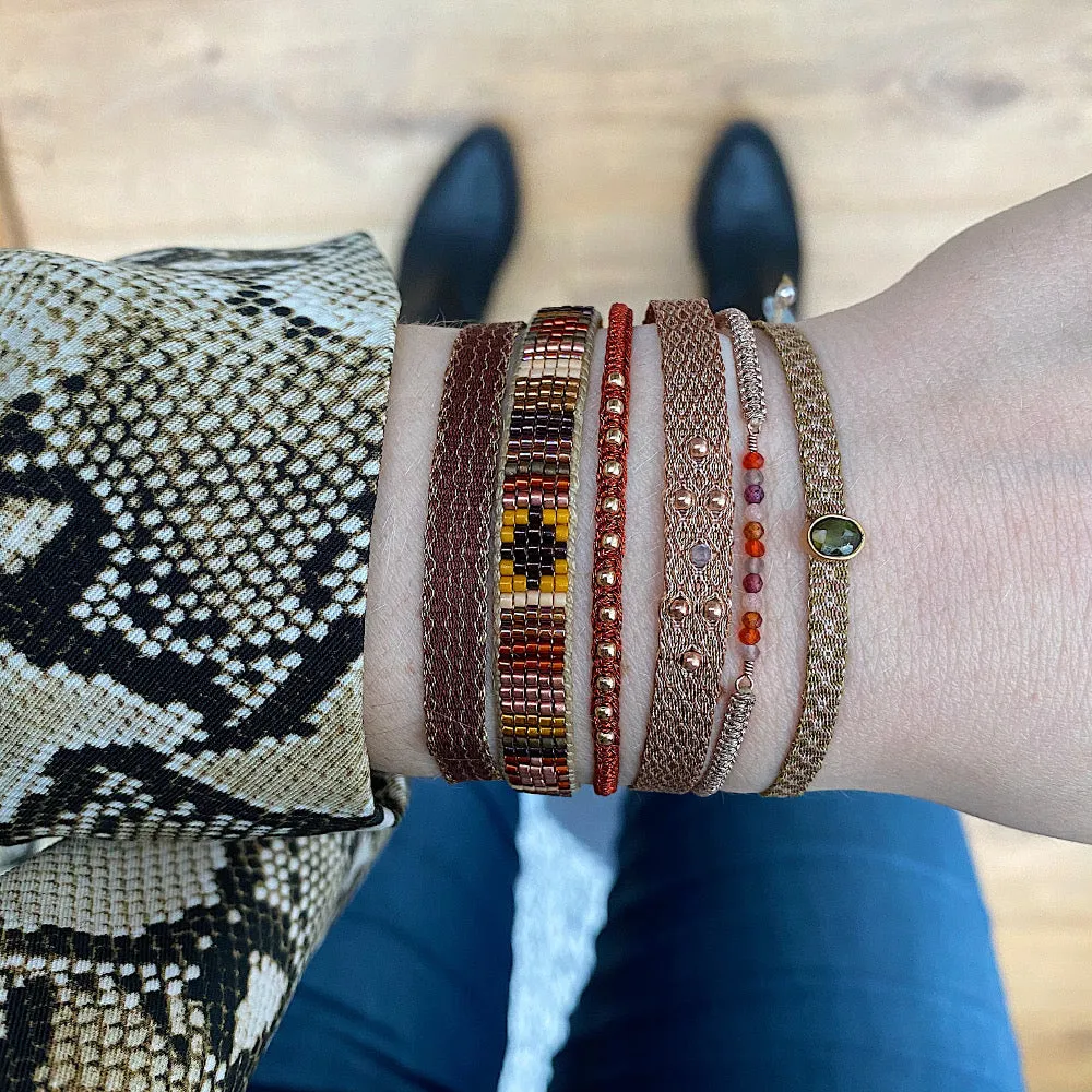 SET OF THREE BRACELETS IN TERRACOTTA & GOLD