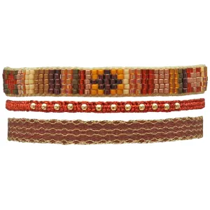 SET OF THREE BRACELETS IN TERRACOTTA & GOLD