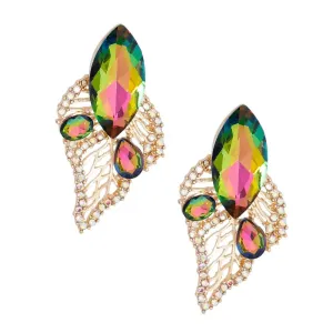 Shop Now: Trendy Pink and Green Gold Leaf Stud Earrings