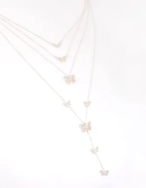 Silver Butterfly Layered Neclace