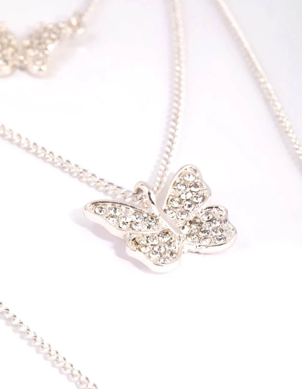 Silver Butterfly Layered Neclace