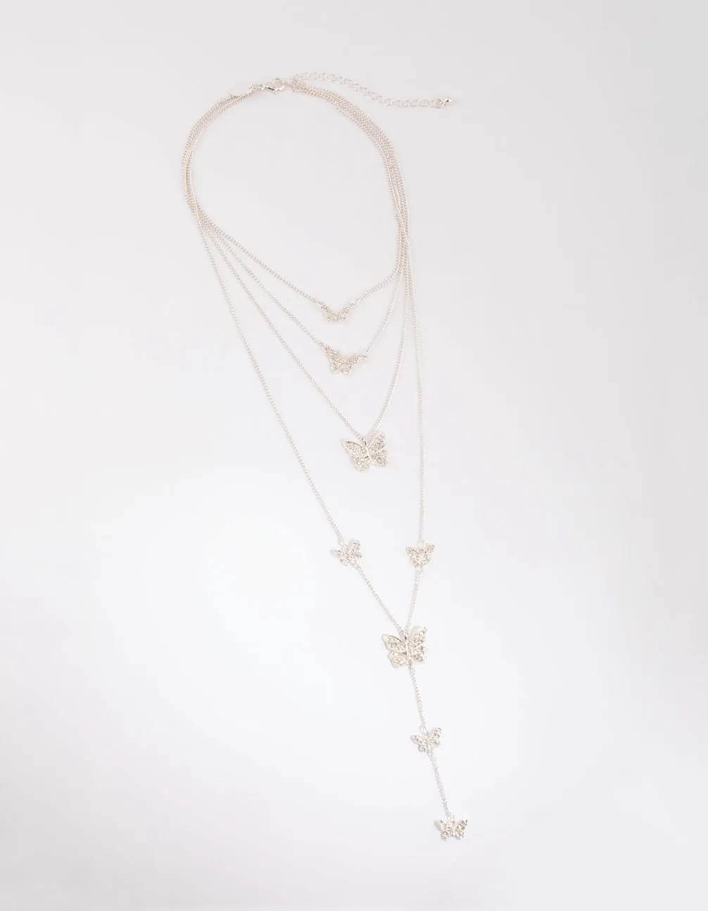 Silver Butterfly Layered Neclace