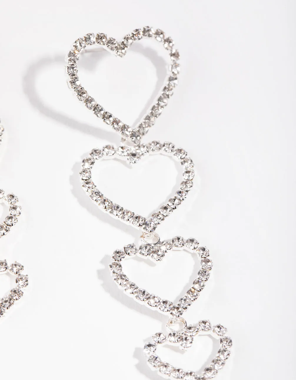 Silver Graduating Heart Drop Earrings