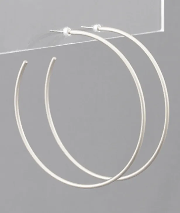 Silver Matte Hoops