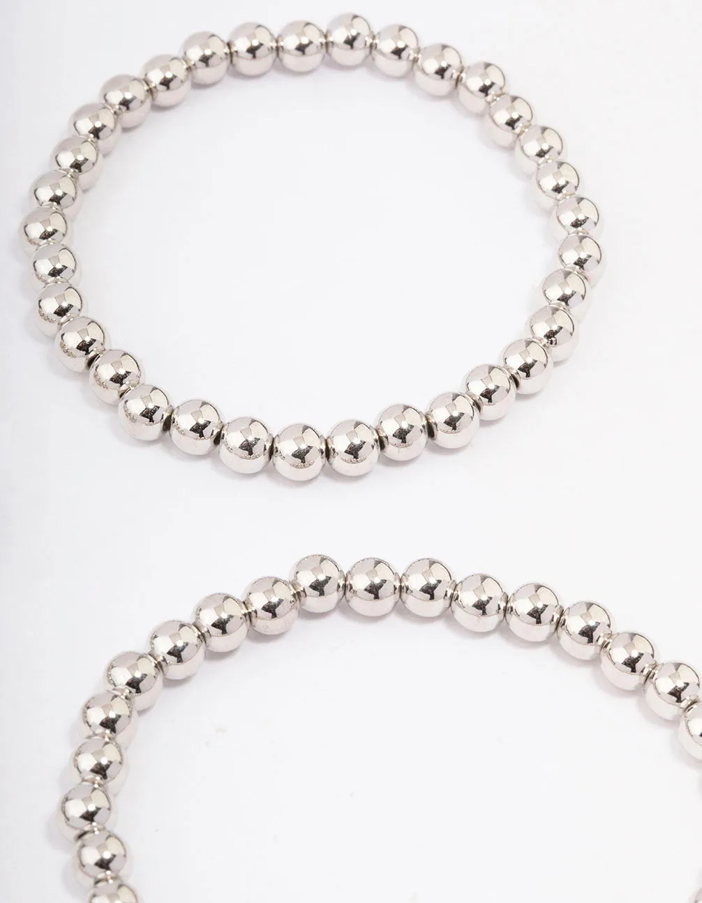 Silver Round Ball Stretch Bracelet 4-Pack