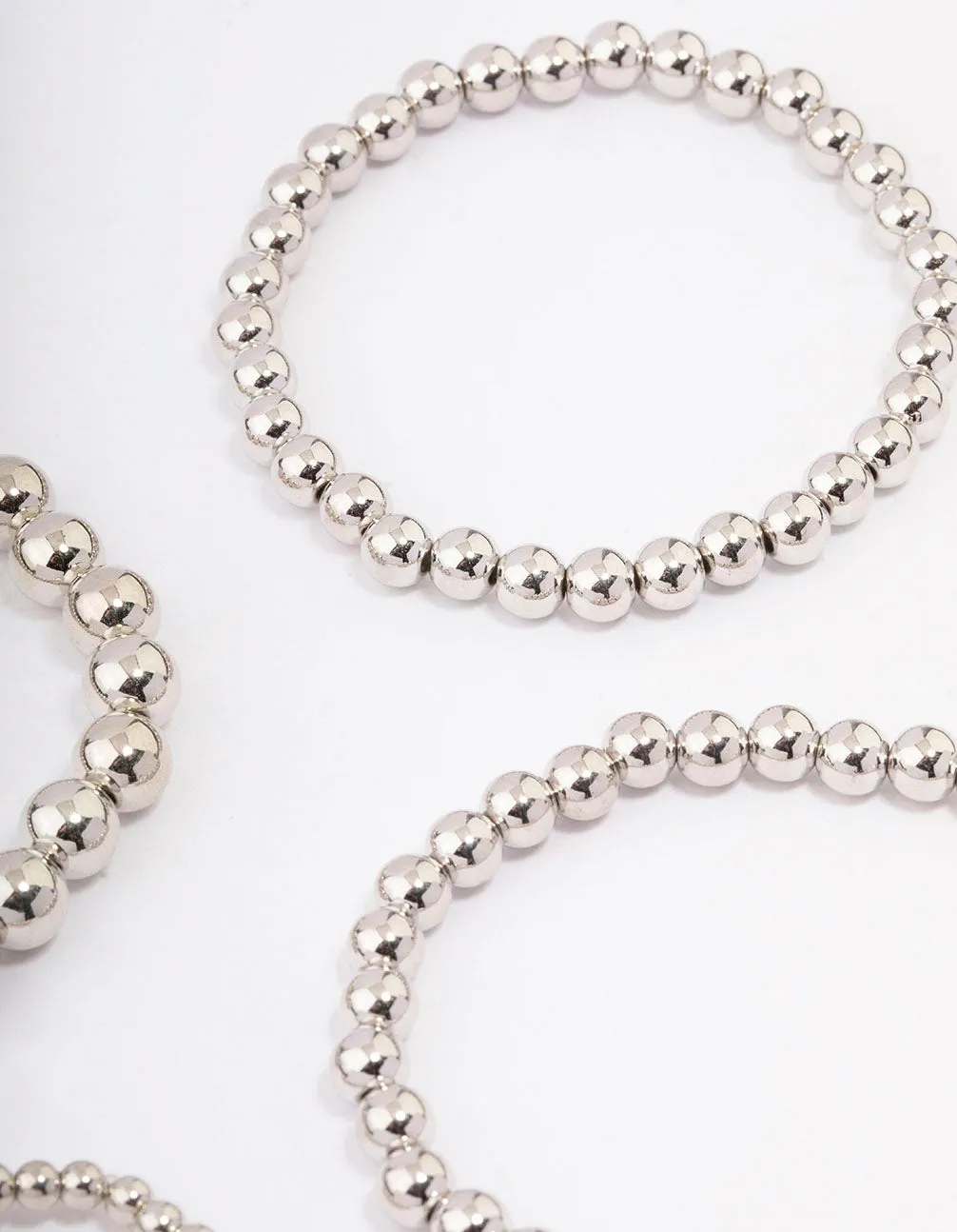 Silver Round Ball Stretch Bracelet 4-Pack