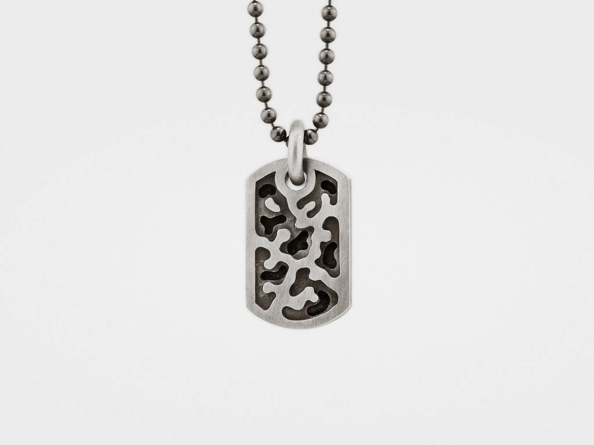 Small Camouflage Dog Tag in Sterling Silver