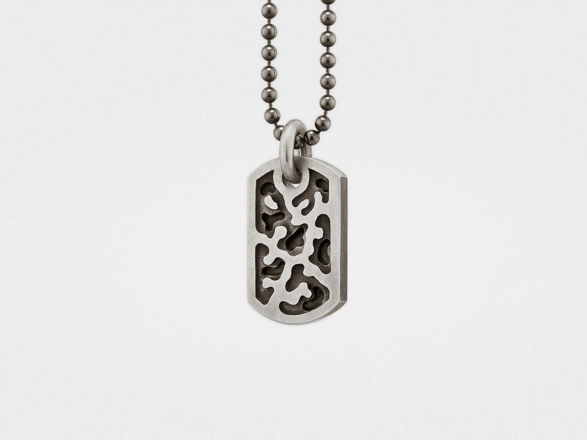 Small Camouflage Dog Tag in Sterling Silver