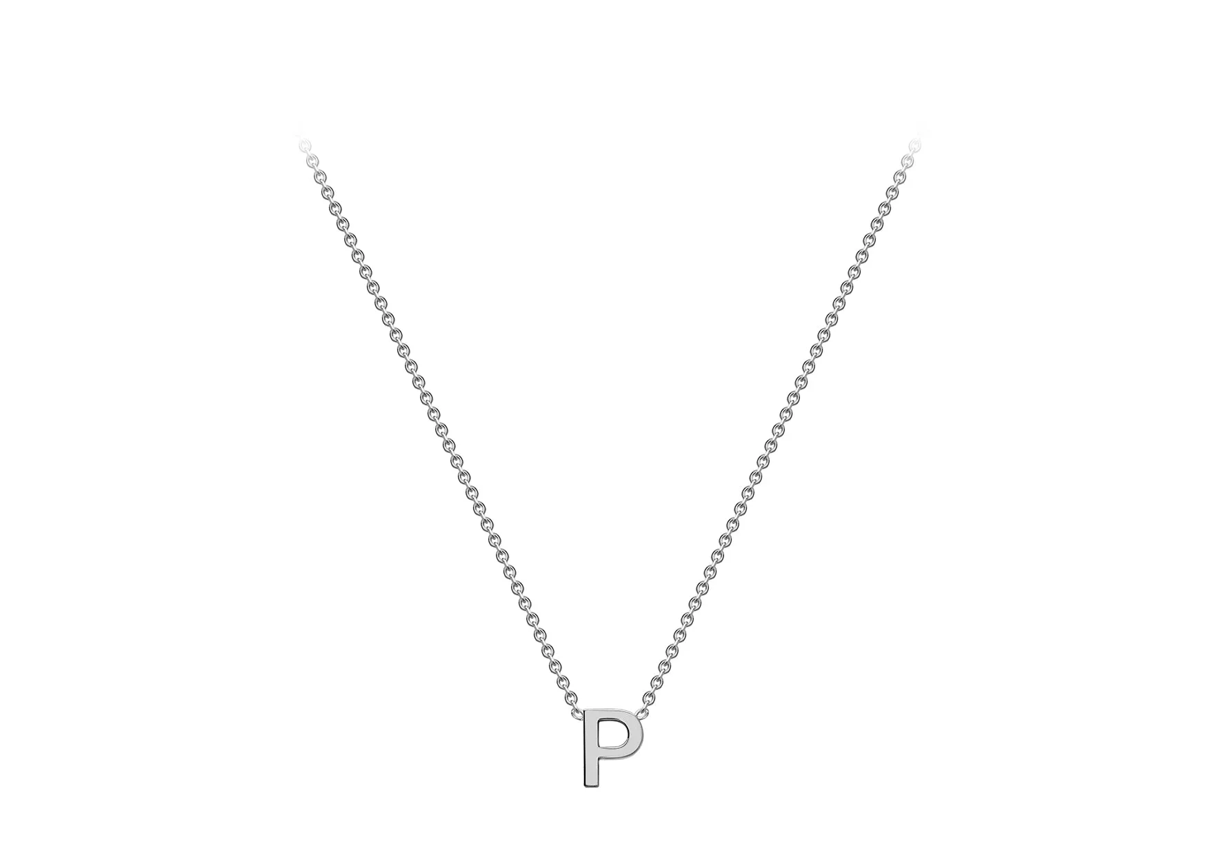 Soleil Collection 3.5mm x 5mm Initial Adjustable Necklace | 9K White Gold