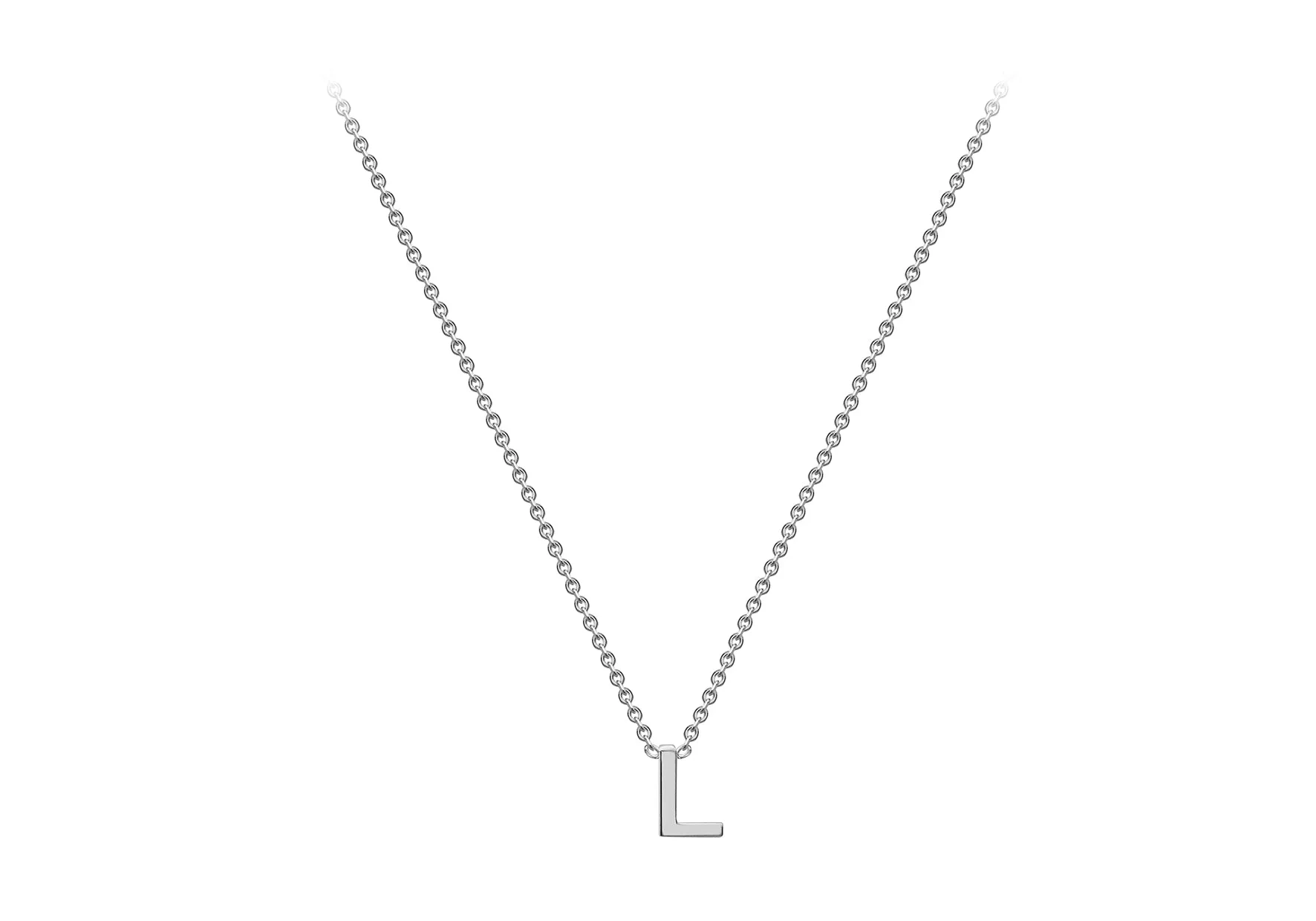 Soleil Collection 3.5mm x 5mm Initial Adjustable Necklace | 9K White Gold