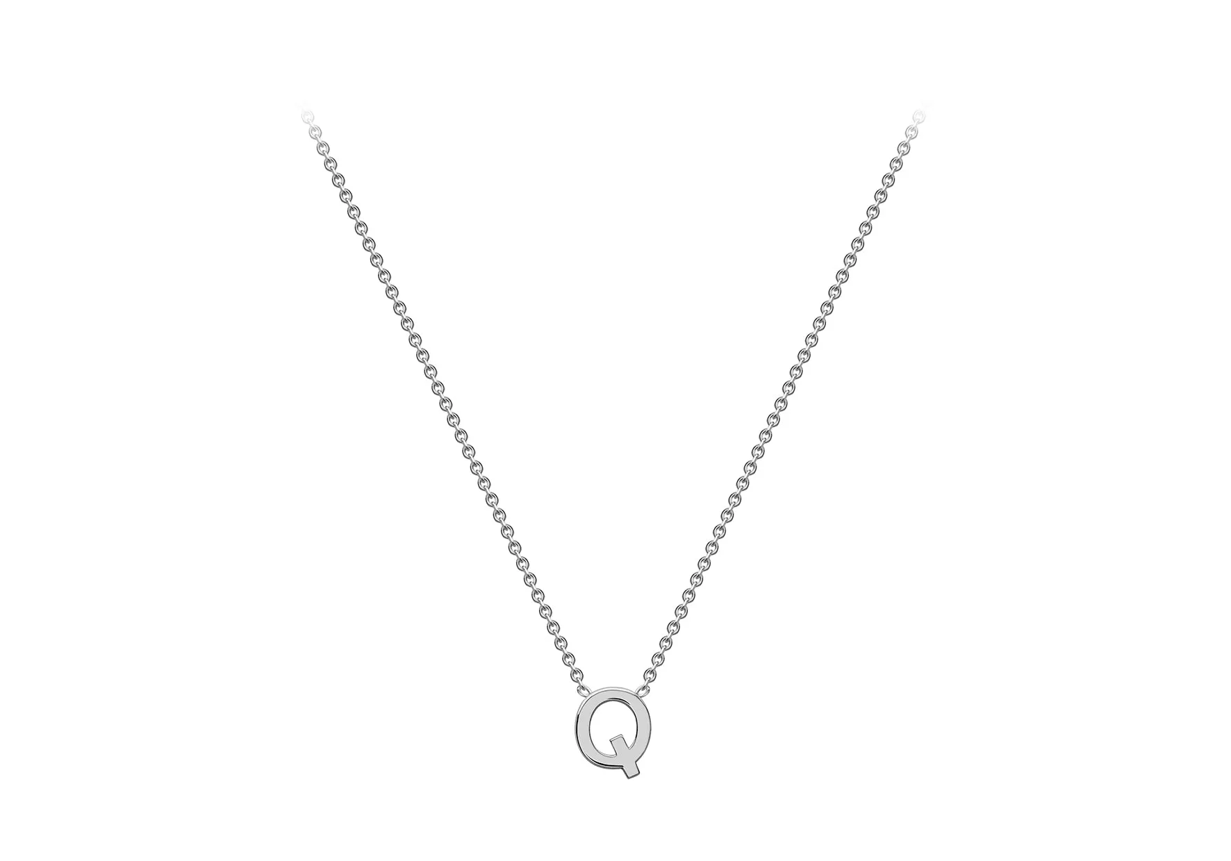 Soleil Collection 3.5mm x 5mm Initial Adjustable Necklace | 9K White Gold