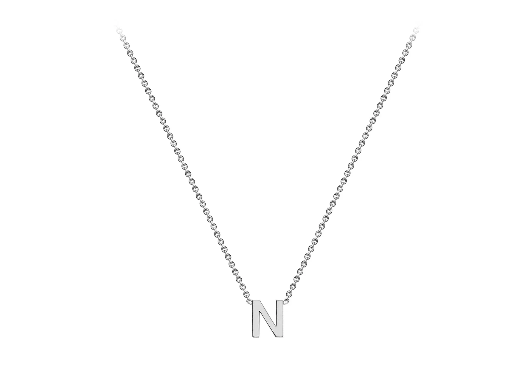 Soleil Collection 3.5mm x 5mm Initial Adjustable Necklace | 9K White Gold