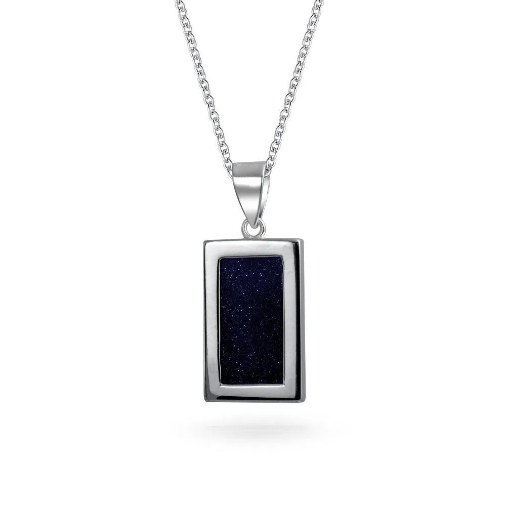 Sparkling Goldstone Zodiac Pendant Necklace in Sterling Silver for Men