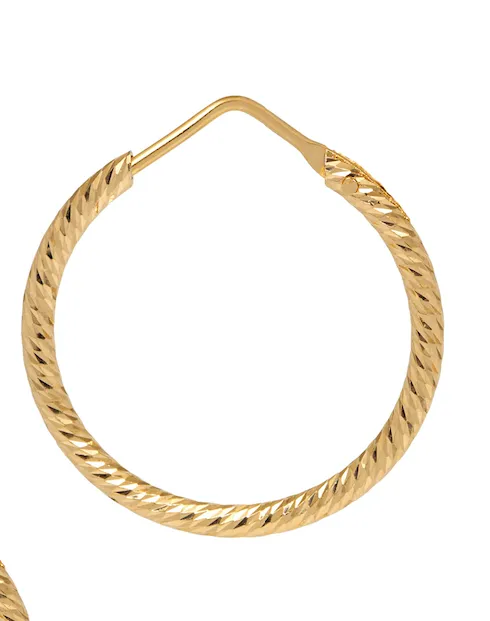 Sparkly, Diamond-Cut Roma Hoop Earrings - Extra Small   Small - Gold