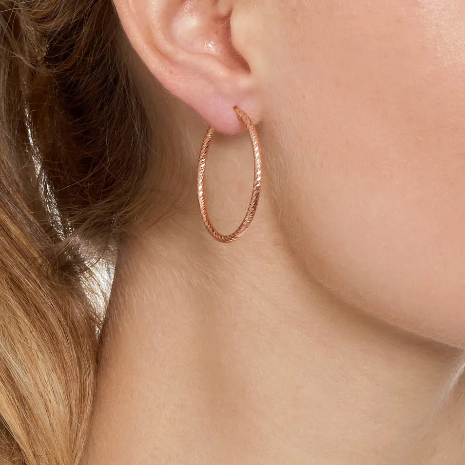 Sparkly, Diamond-Cut Roma Hoop Earrings - Extra Small   Small - Gold