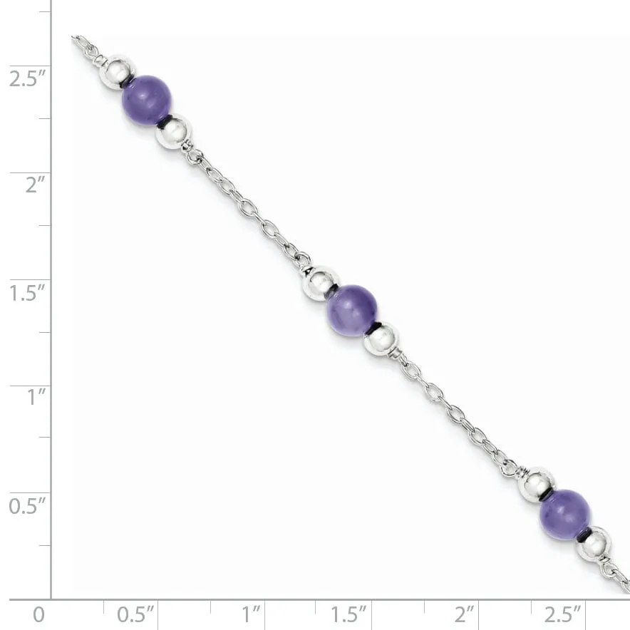 Sterling Silver 9inch Lavender Jade Anklet