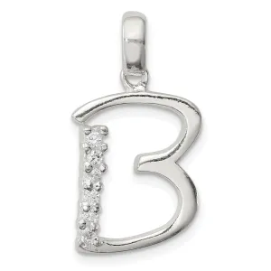 Sterling Silver CZ Initial B Charm Pendant