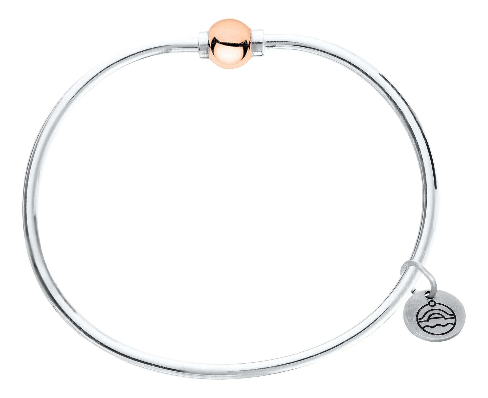 Sterling Silver Single 14K Rose Gold Bead 6 Inch Cape Cod Bracelet