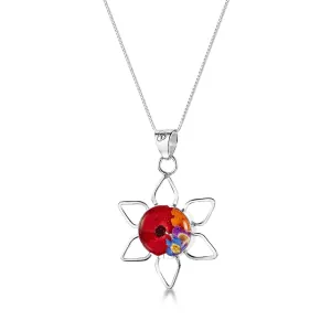 Sterling Silver Sun Necklace with Real Flowers - Shrieking Violet®