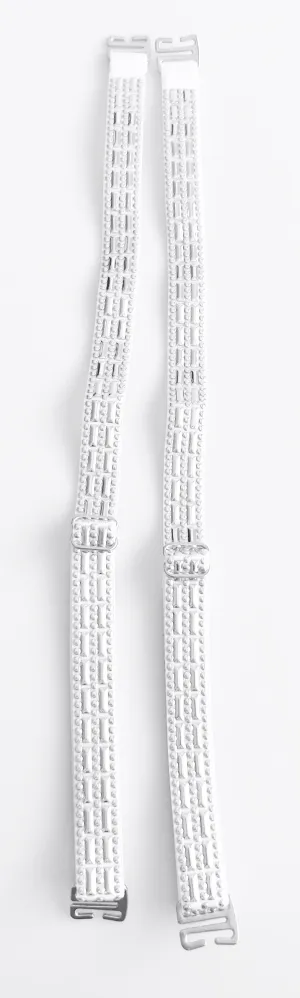 Strap Situation - White Silver Studs On White