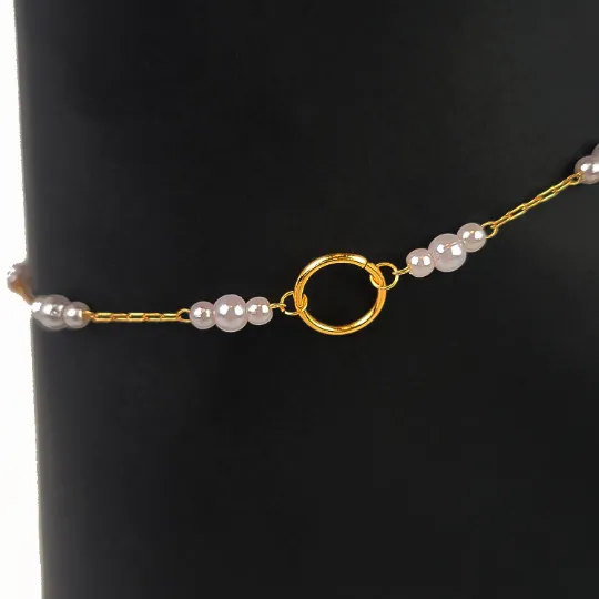 Subtle Day Collar for BDSM Submissive . O Ring Gold or Silver with Pearls Anklet.