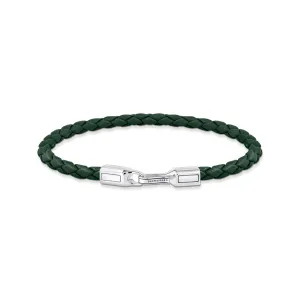 THOMAS SABO Bracelet with Braided, Green Leather