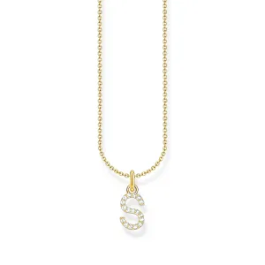 THOMAS SABO Necklace with letter pendant S and white zirconia - gold