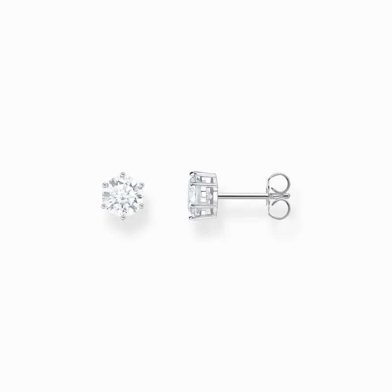 Thomas Sabo Silver Ear Studs with White Zirconia in Brilliant Cut