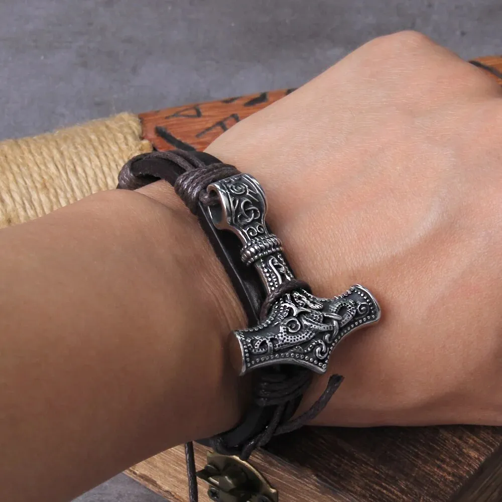 Thor's Hammer Wrap Viking Bracelet