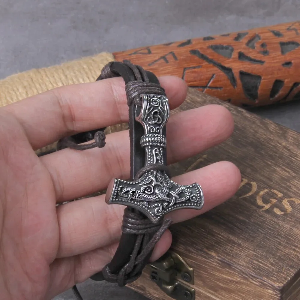 Thor's Hammer Wrap Viking Bracelet