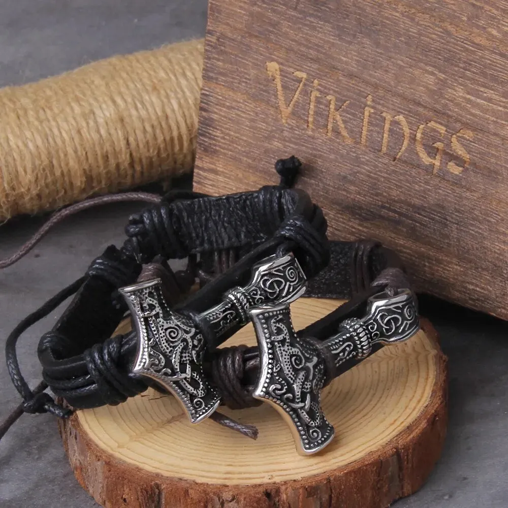 Thor's Hammer Wrap Viking Bracelet