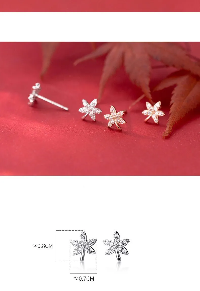 Tiny maple leaf earrings| Apricot Leaf | Little leaves studs| Studs| Sterling Silver| Cute