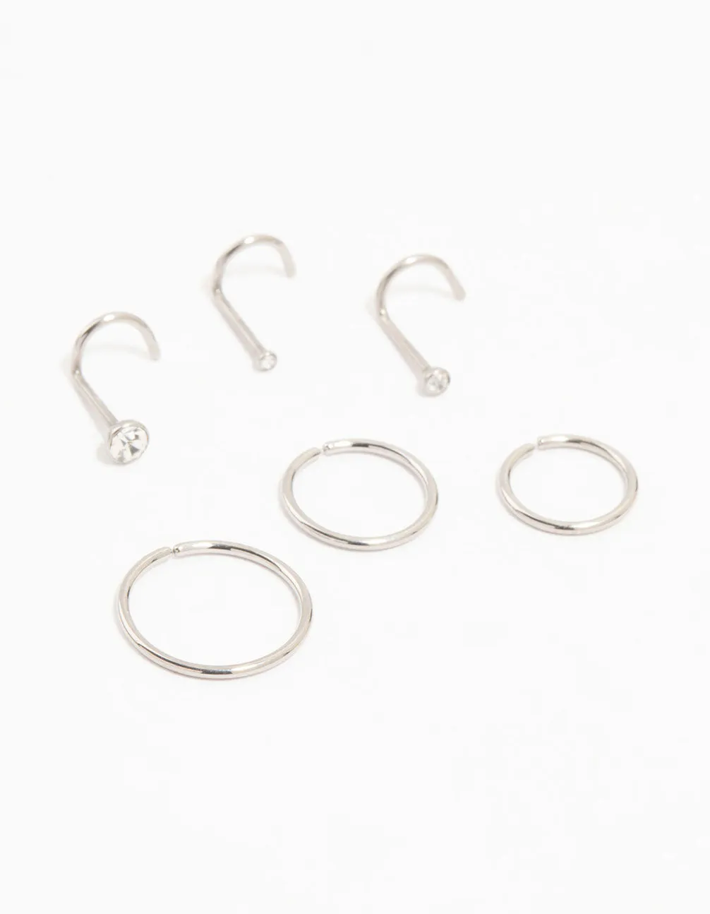 Titanium Fine Graduating Nose Stud & Ring 6-Pack