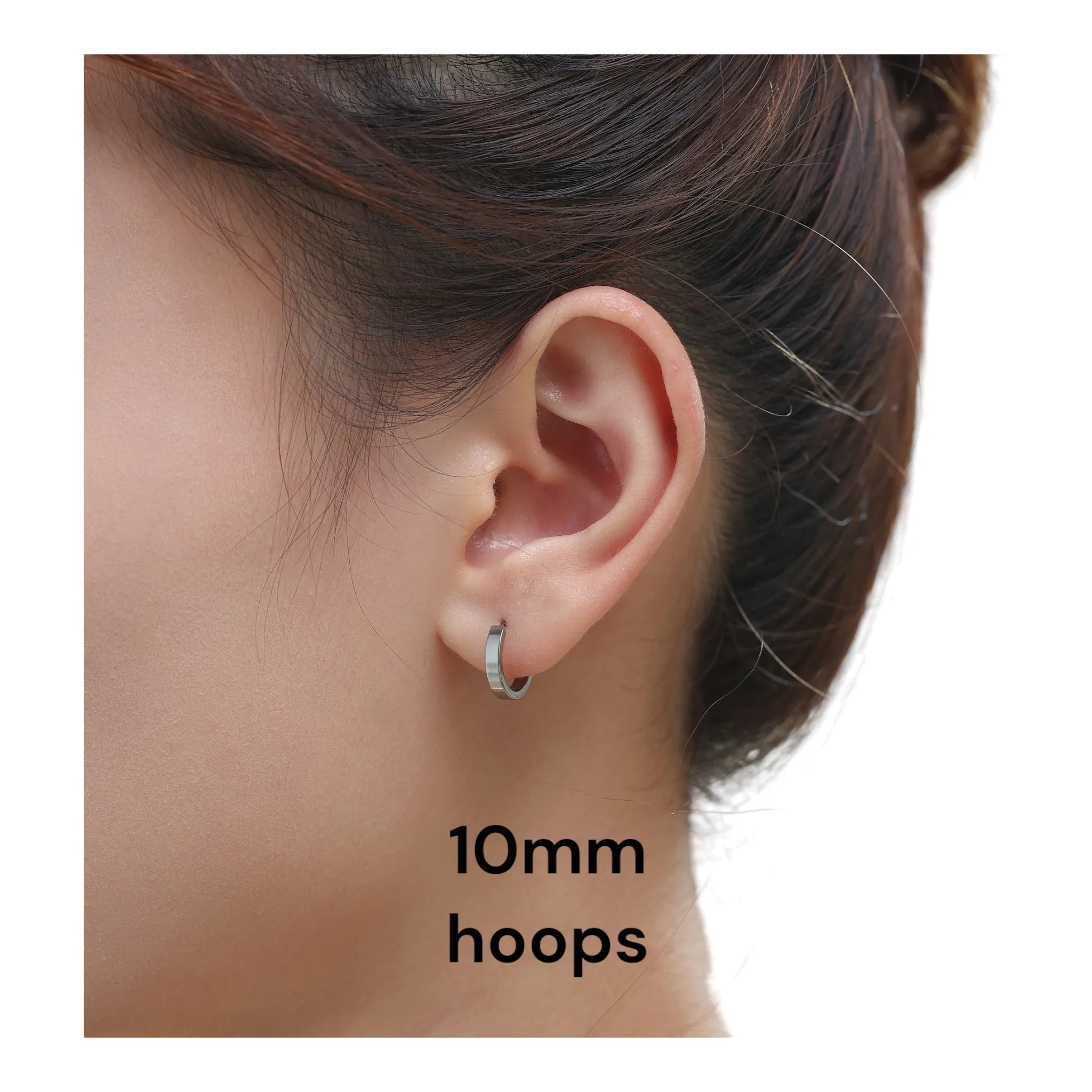 Titanium Small Hoops Silver 8mm, 10mm