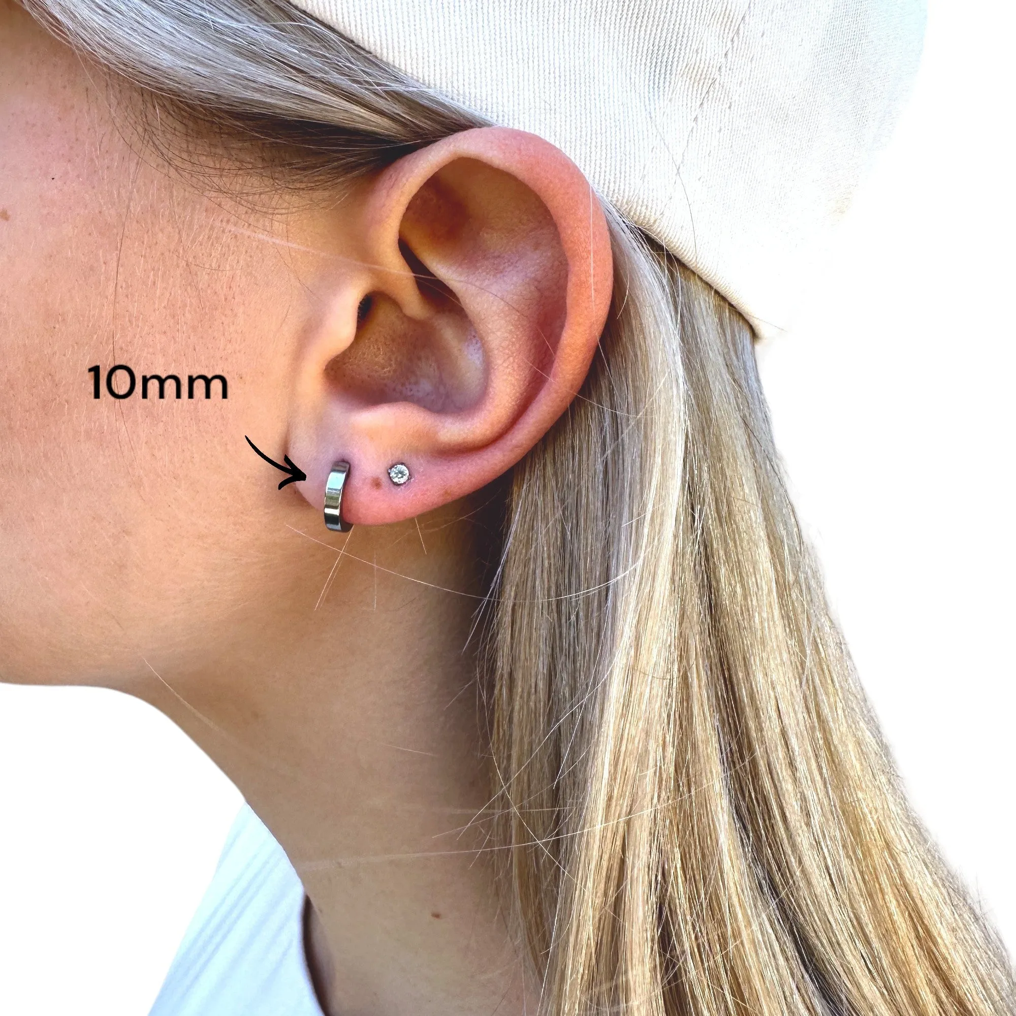 Titanium Small Hoops Silver 8mm, 10mm