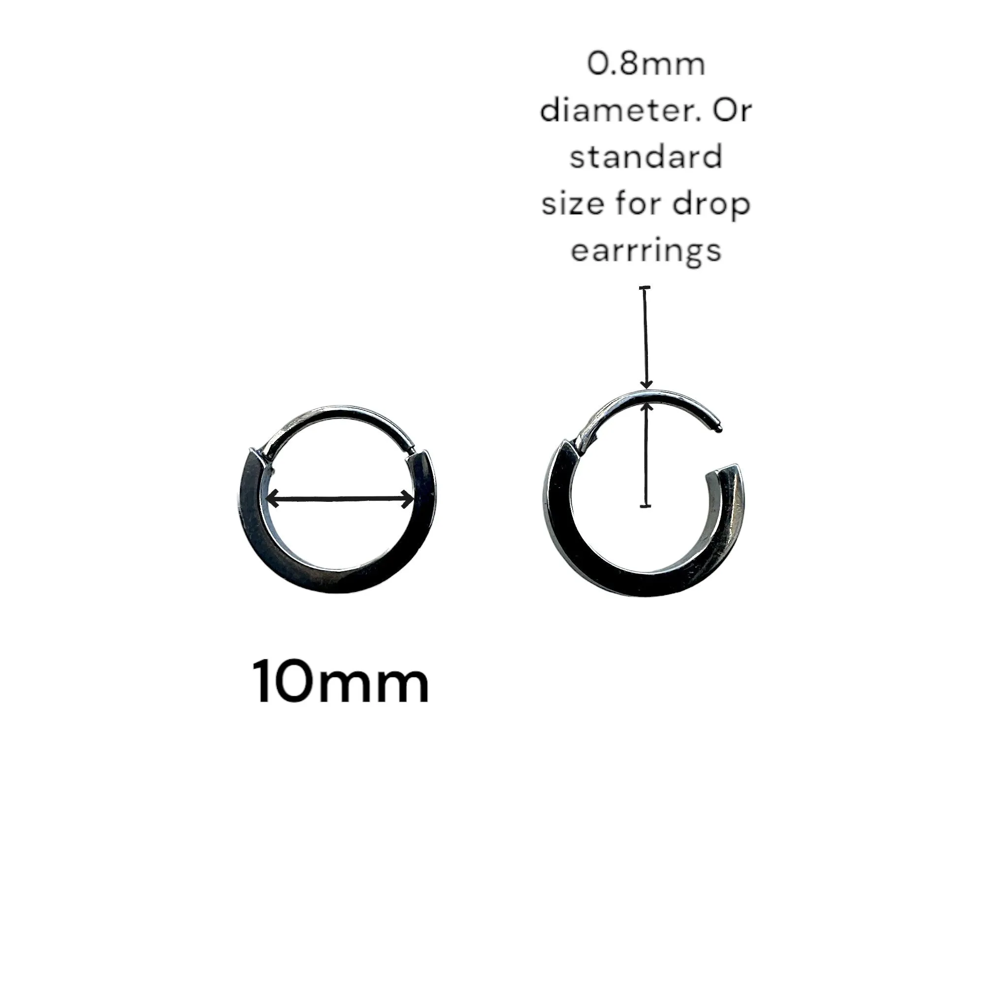 Titanium Small Hoops Silver 8mm, 10mm