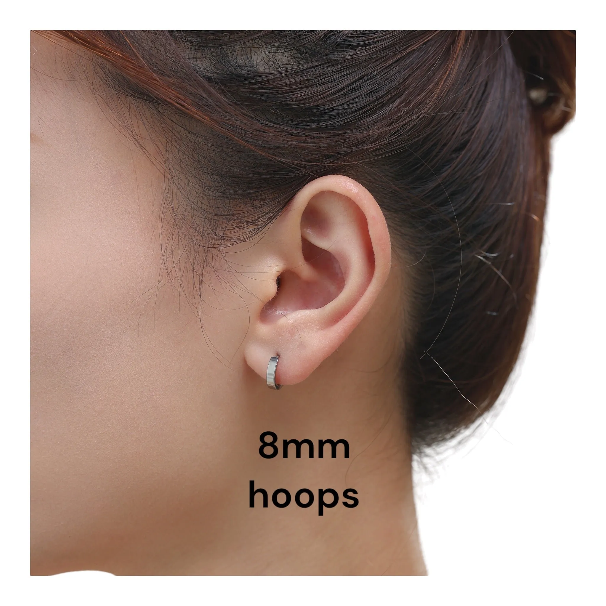 Titanium Small Hoops Silver 8mm, 10mm