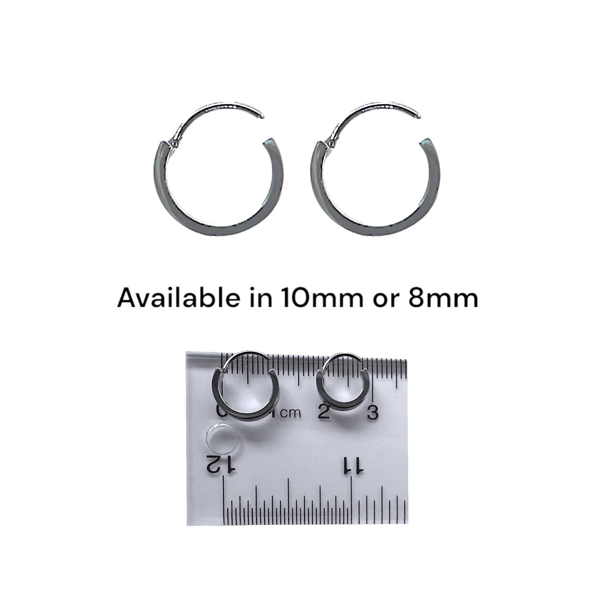 Titanium Small Hoops Silver 8mm, 10mm