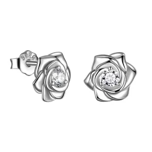 Tokyo Mart 3D Flower Rose Studs Earrings Women Girls Birthday Gifts 925 Sterling Silver