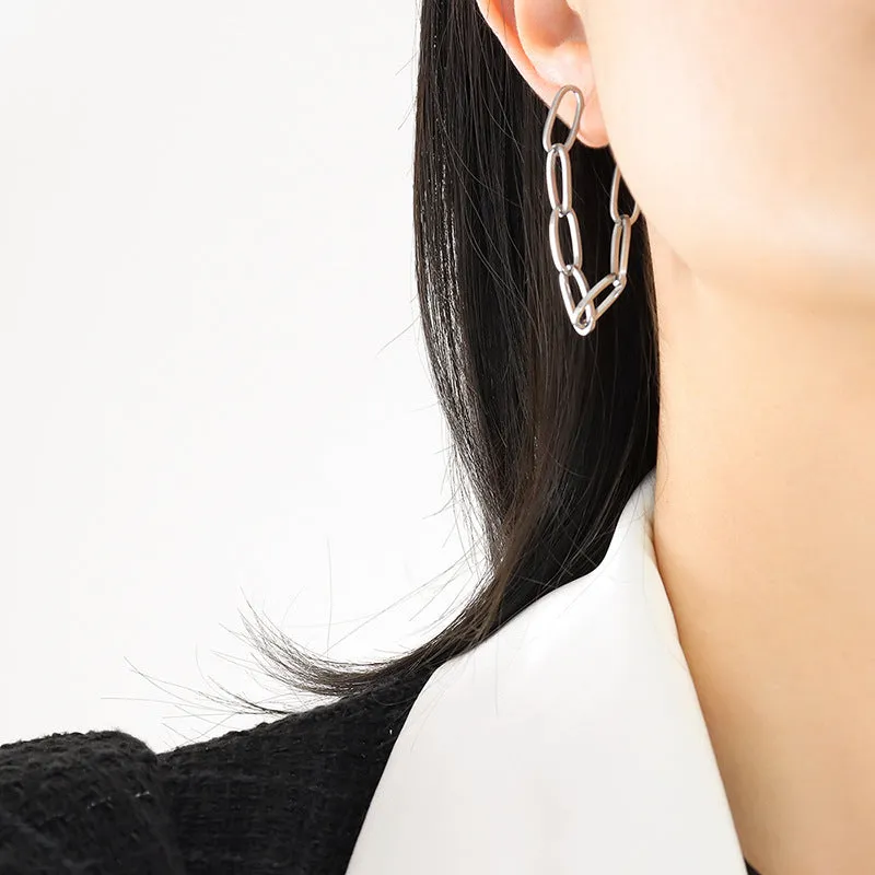 Trendy Double Chain Tassel Earrings with a Cool Temperament