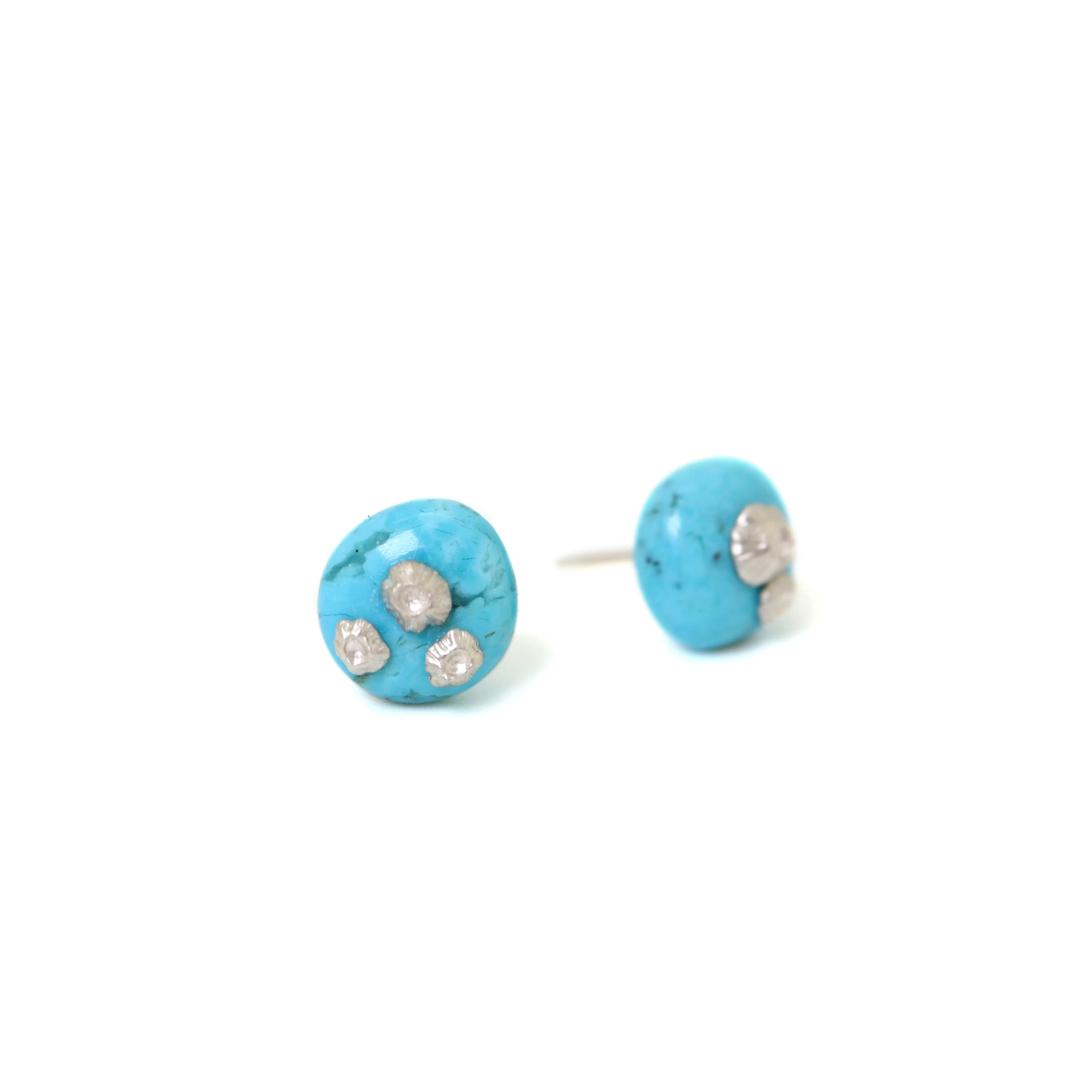 Turquoise Ruthie B. Studs with Barnacles