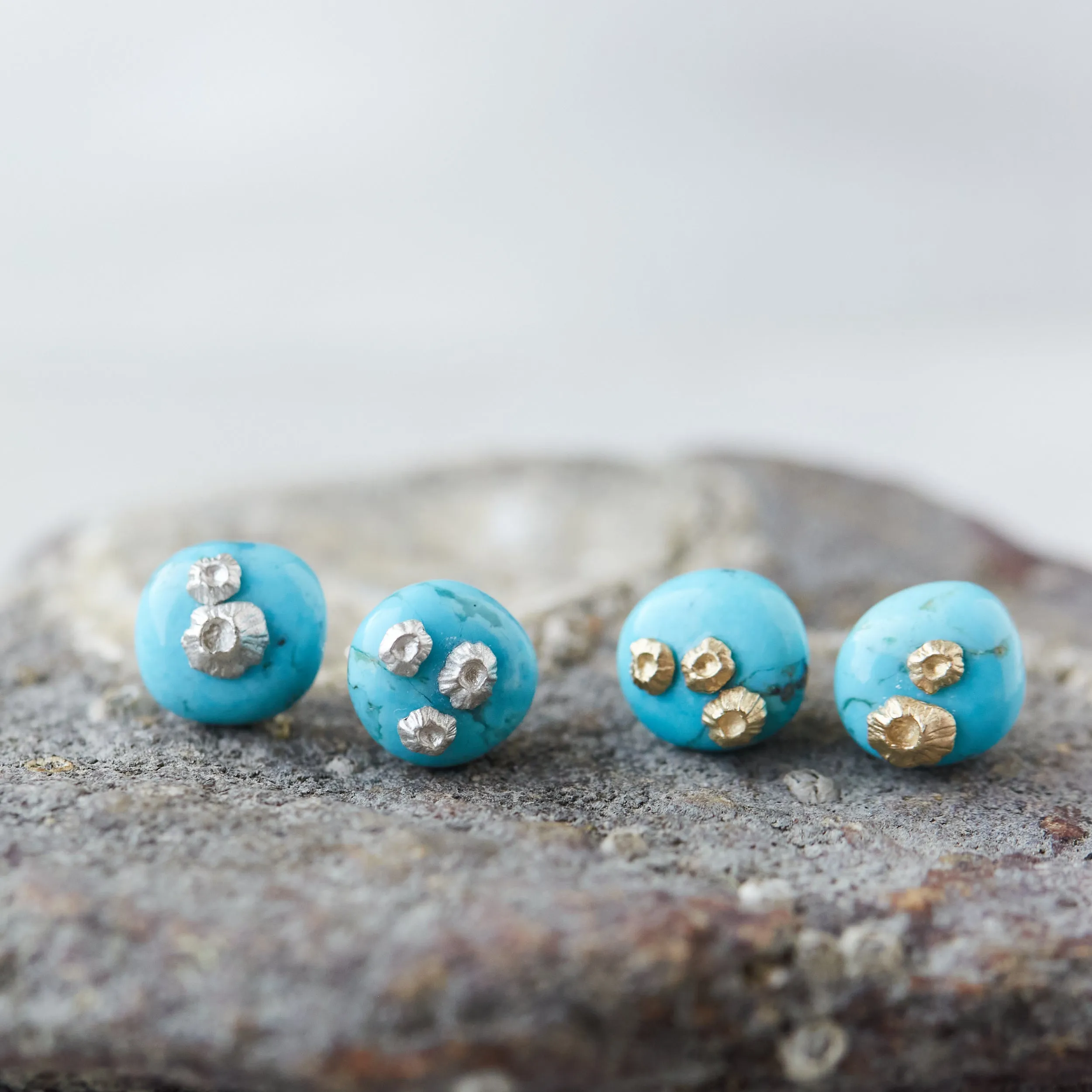 Turquoise Ruthie B. Studs with Barnacles