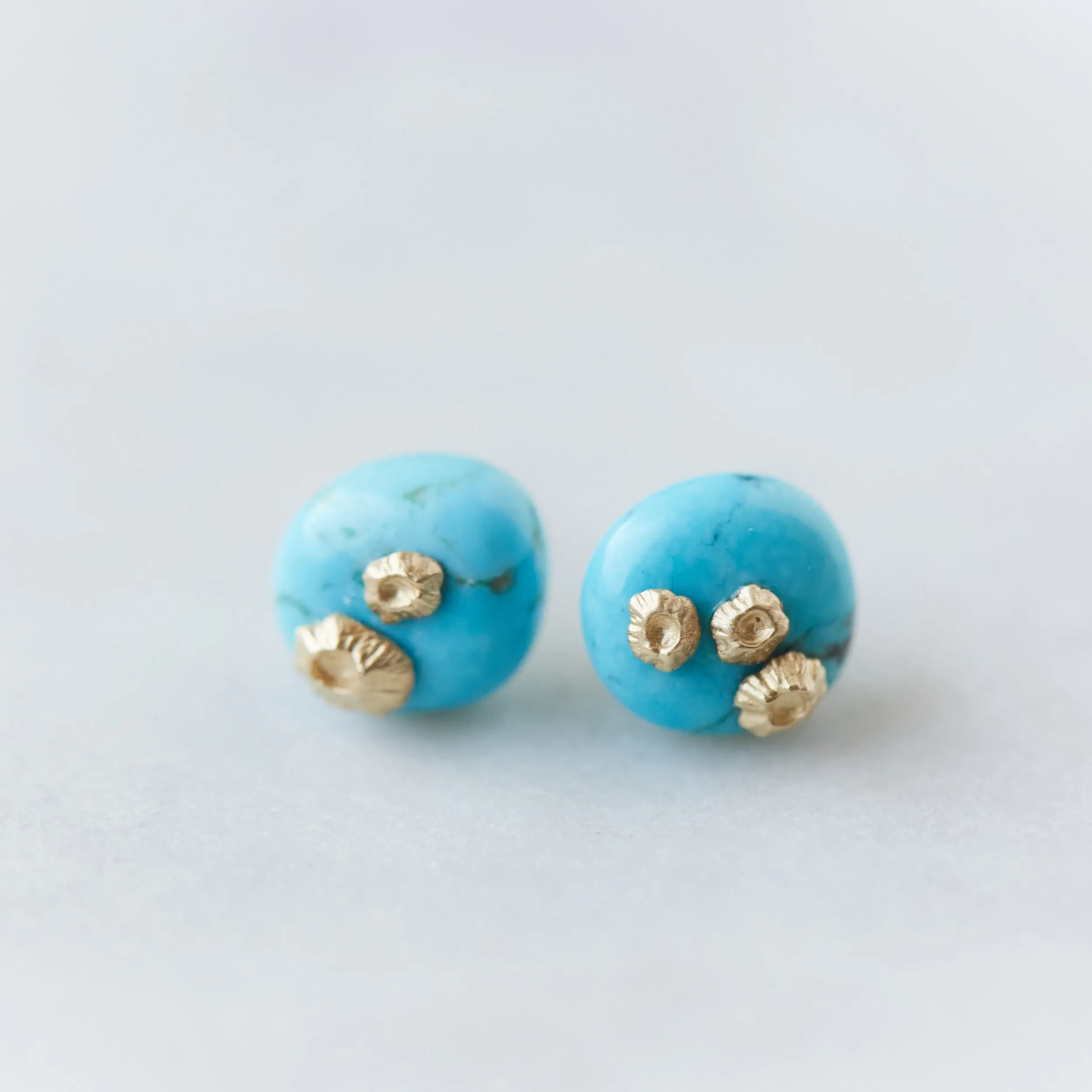 Turquoise Ruthie B. Studs with Barnacles