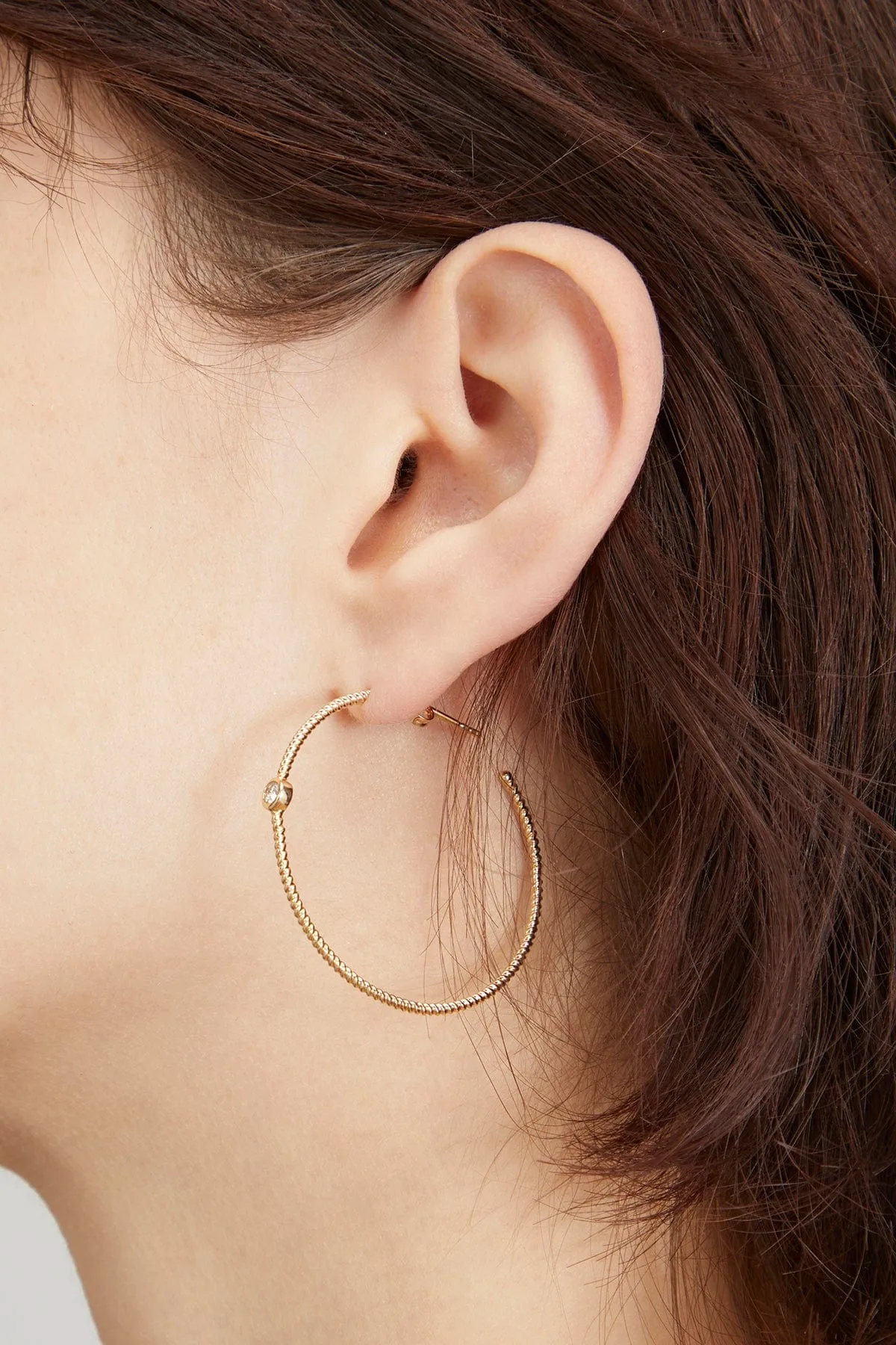 Twisted Bezel Hoops in 14K Yellow Gold