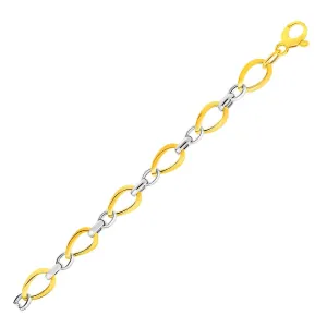 Twisted Oval Chain Bracelet in 14k Two Tone Gold