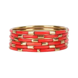 Veda Bracelets - Coral - Set of 6