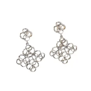 Vienna Verve Metal Needle Earrings - Trendy Geometric Floral Design