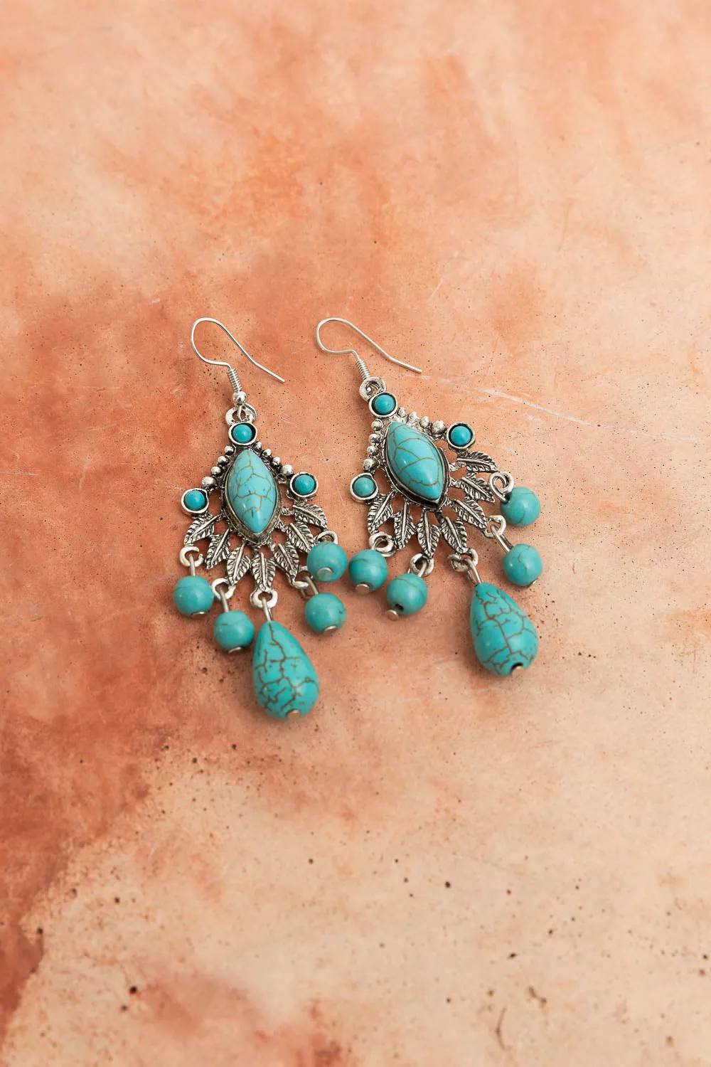 Vintage Turquoise Silver Chandelier Earrings